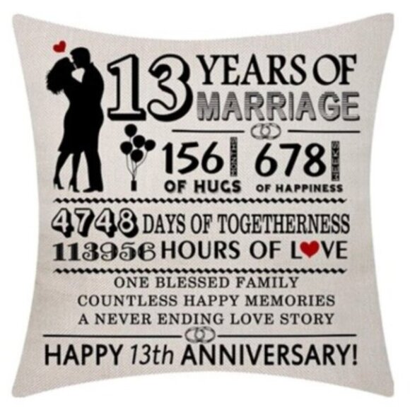 Wedding Anniversary Throw Pillow Cover 18x18 Inch - NIP - Picture 4 of 7